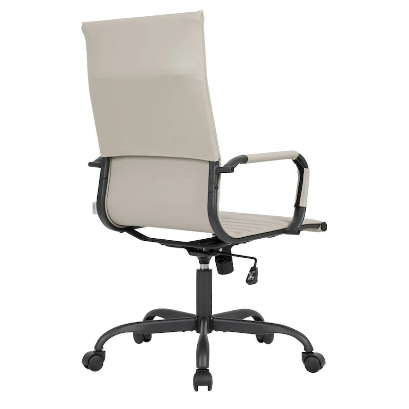 Fauteuil de bureau pivotant Harris en cuir côtelé, dossier haut réglable, structure en métal noir, idéal pour les réunions à domicile, les conférences et les travaux informatiques.