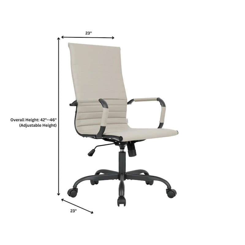 Fauteuil de bureau pivotant Harris en cuir côtelé, dossier haut réglable, structure en métal noir, idéal pour les réunions à domicile, les conférences et les travaux informatiques.