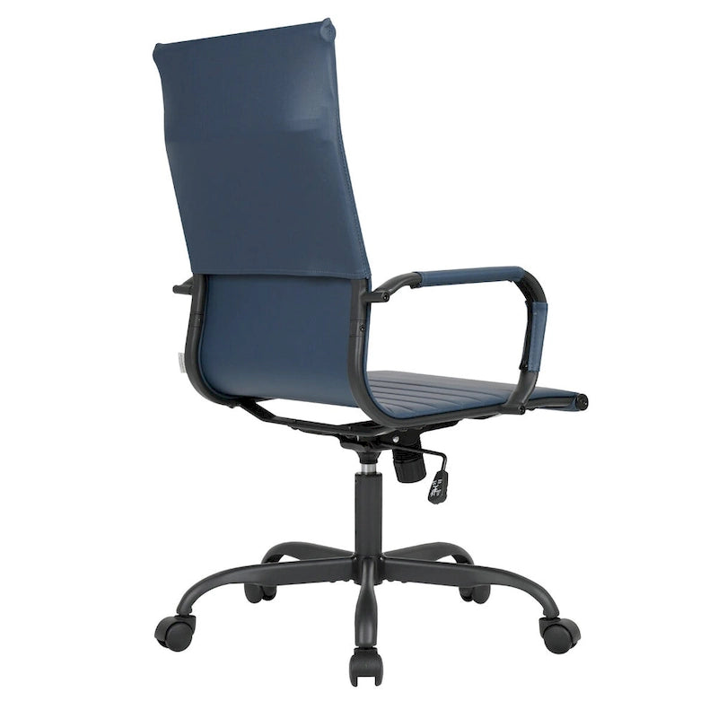 Fauteuil de bureau pivotant Harris en cuir côtelé, dossier haut réglable, structure en métal noir, idéal pour les réunions à domicile, les conférences et les travaux informatiques.