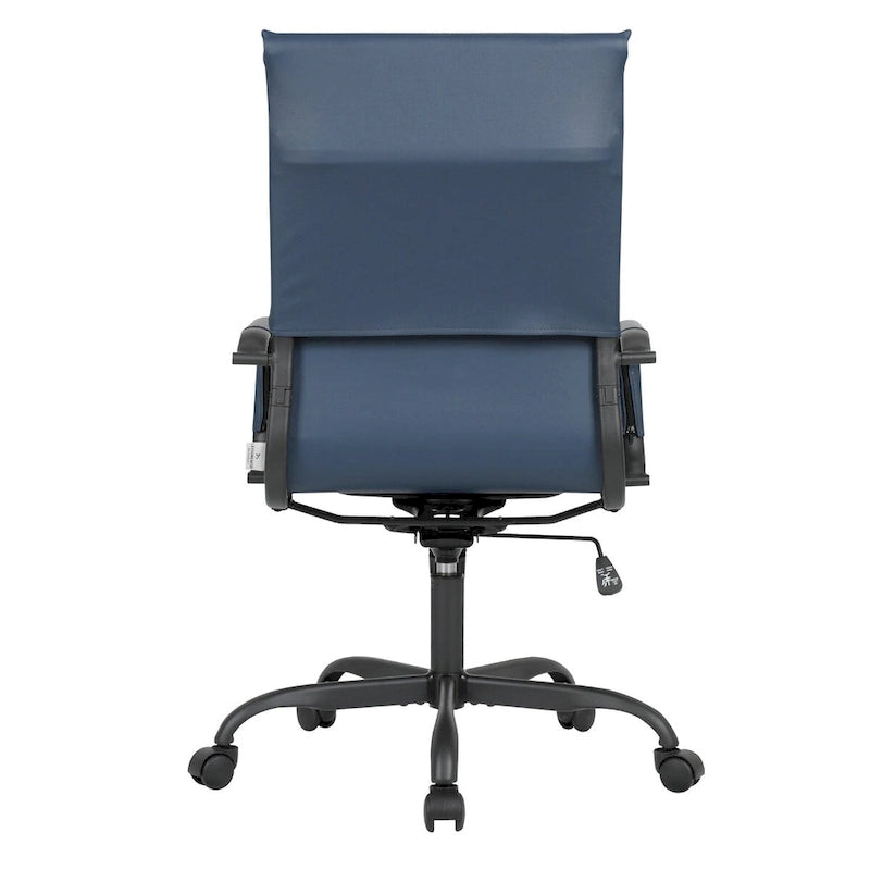 Fauteuil de bureau pivotant Harris en cuir côtelé, dossier haut réglable, structure en métal noir, idéal pour les réunions à domicile, les conférences et les travaux informatiques.
