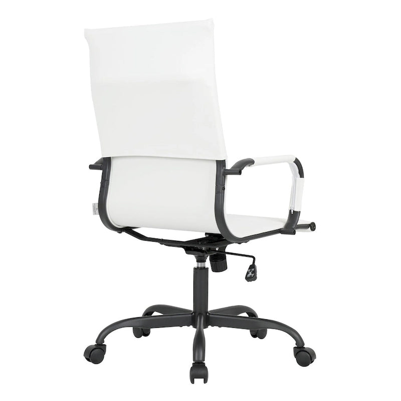 Fauteuil de bureau pivotant Harris en cuir côtelé, dossier haut réglable, structure en métal noir, idéal pour les réunions à domicile, les conférences et les travaux informatiques.
