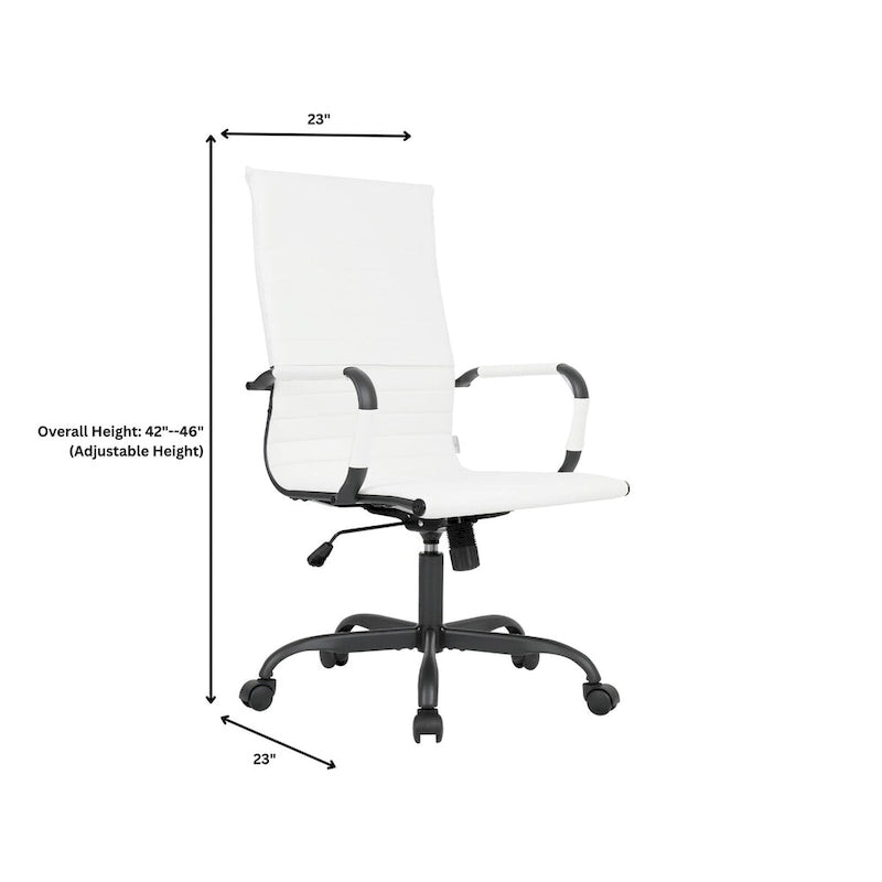 Fauteuil de bureau pivotant Harris en cuir côtelé, dossier haut réglable, structure en métal noir, idéal pour les réunions à domicile, les conférences et les travaux informatiques.