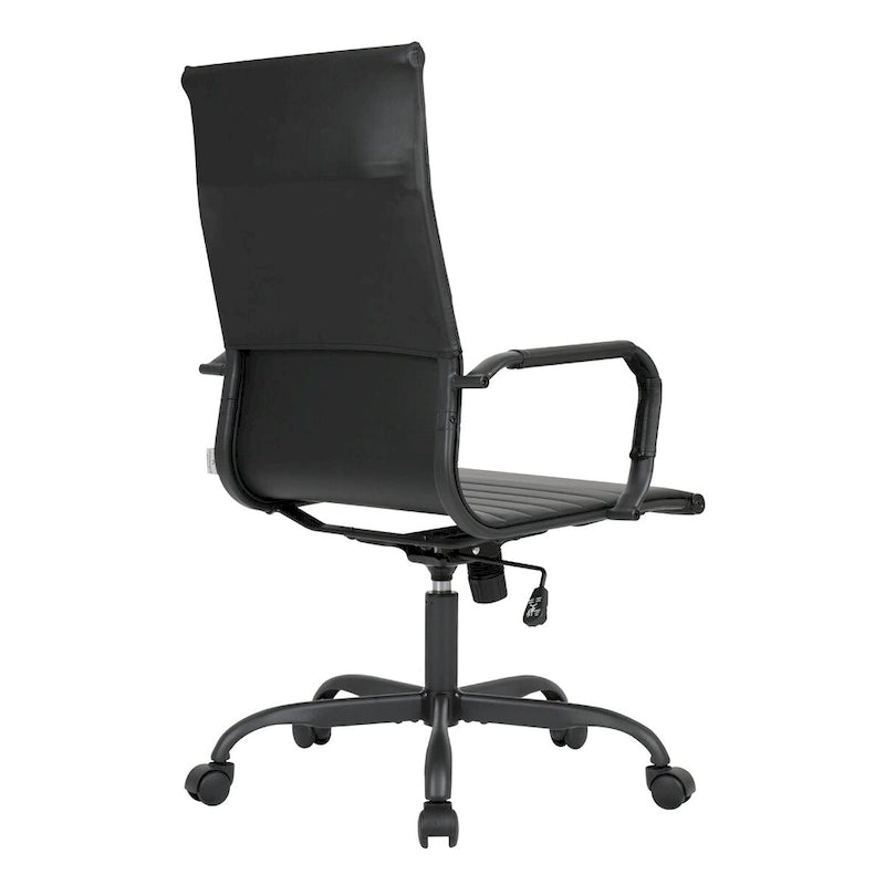 Fauteuil de bureau pivotant Harris en cuir côtelé, dossier haut réglable, structure en métal noir, idéal pour les réunions à domicile, les conférences et les travaux informatiques.