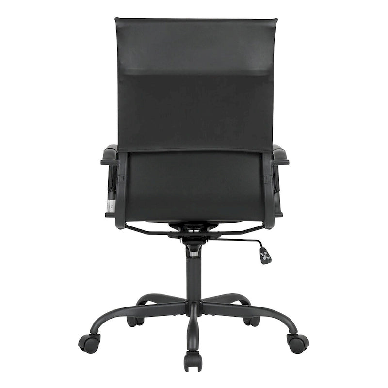 Fauteuil de bureau pivotant Harris en cuir côtelé, dossier haut réglable, structure en métal noir, idéal pour les réunions à domicile, les conférences et les travaux informatiques.