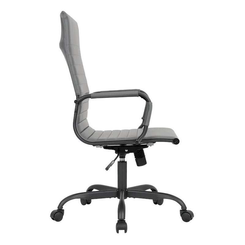 Fauteuil de bureau pivotant Harris en cuir côtelé, dossier haut réglable, structure en métal noir, idéal pour les réunions à domicile, les conférences et les travaux informatiques.