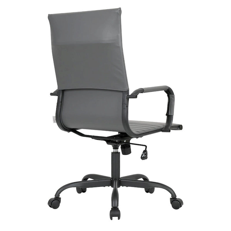 Fauteuil de bureau pivotant Harris en cuir côtelé, dossier haut réglable, structure en métal noir, idéal pour les réunions à domicile, les conférences et les travaux informatiques.