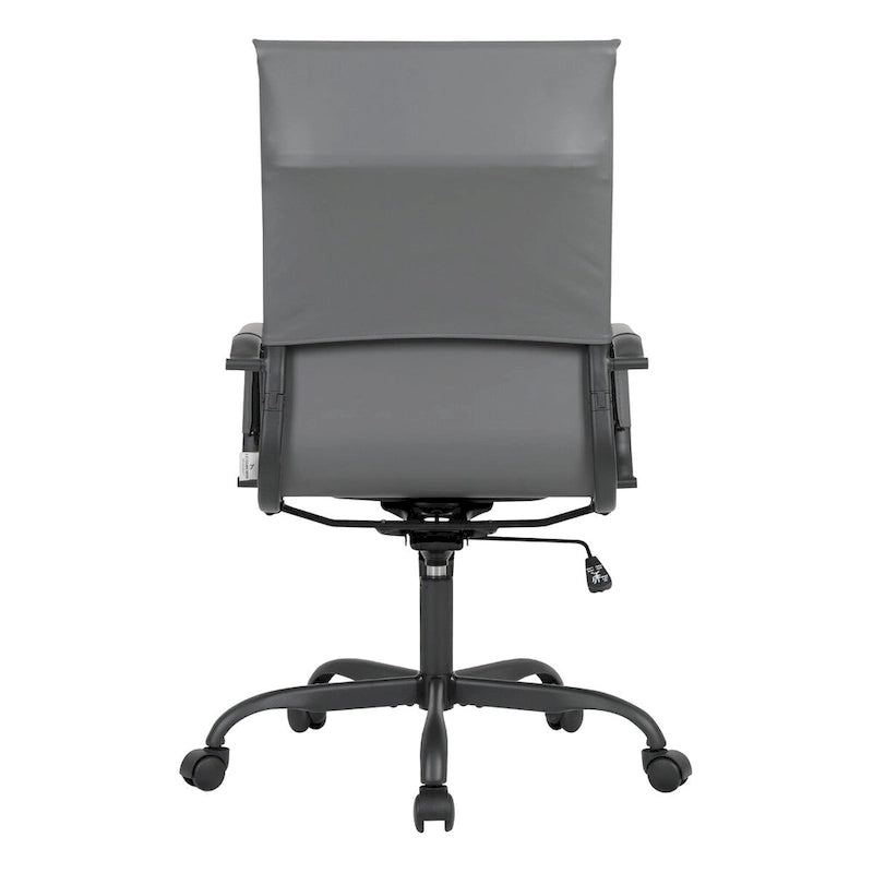 Fauteuil de bureau pivotant Harris en cuir côtelé, dossier haut réglable, structure en métal noir, idéal pour les réunions à domicile, les conférences et les travaux informatiques.