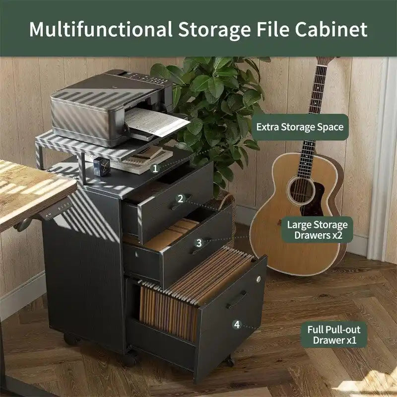 Classeur à roulettes à 3 tiroirs - 16 cm (P) x 76,5 cm (L) x 55 cm (H)