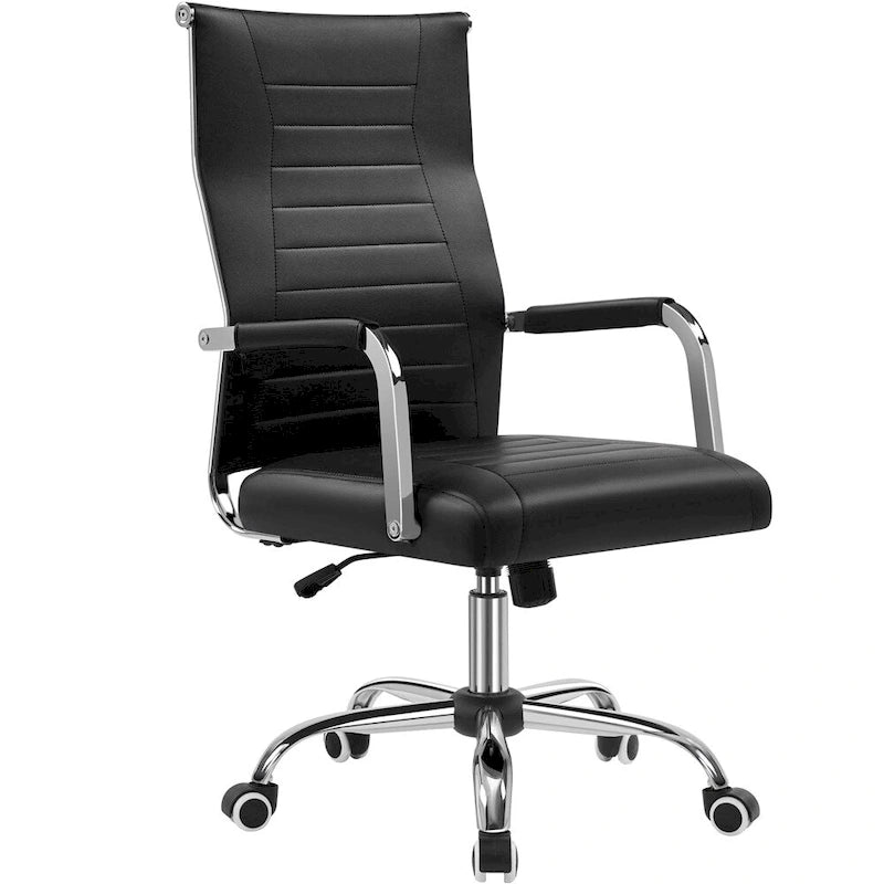 Yaheetech Modern Faux Leather Office Desk Chair with Metal Base - N/A