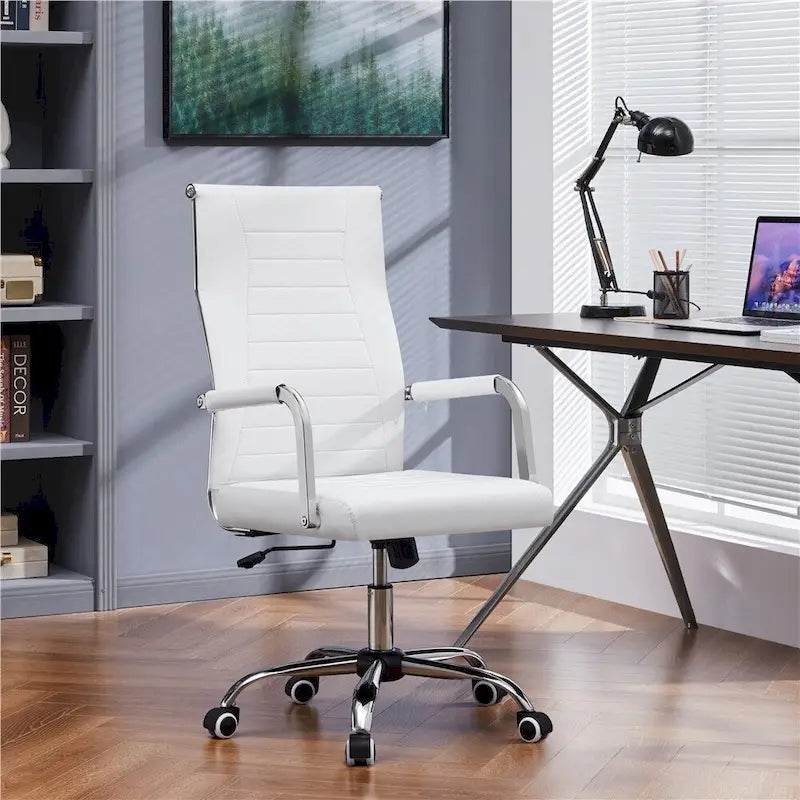 Chaise de bureau moderne Yaheetech en similicuir avec piètement en métal - Non disponible