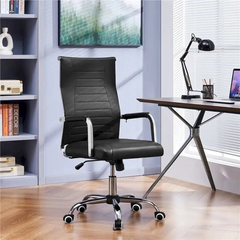 Chaise de bureau moderne Yaheetech en similicuir avec piètement en métal - Non disponible