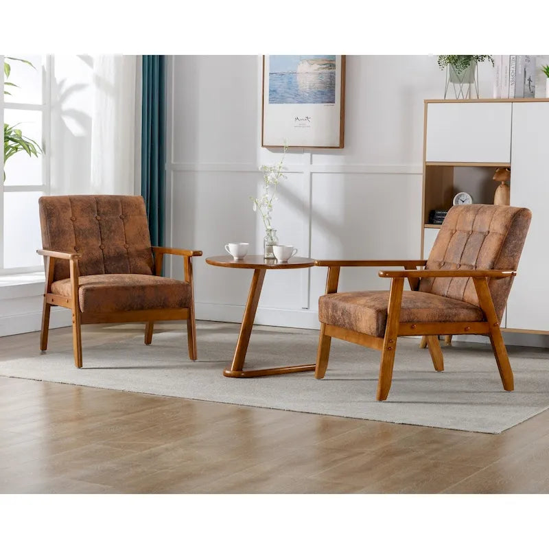 Ensemble de 2 fauteuils d'appoint avec table d'appoint et accoudoirs pour salon, chambre ou bureau - 78 cm (H) x 65 cm (L) x 71 cm (P)