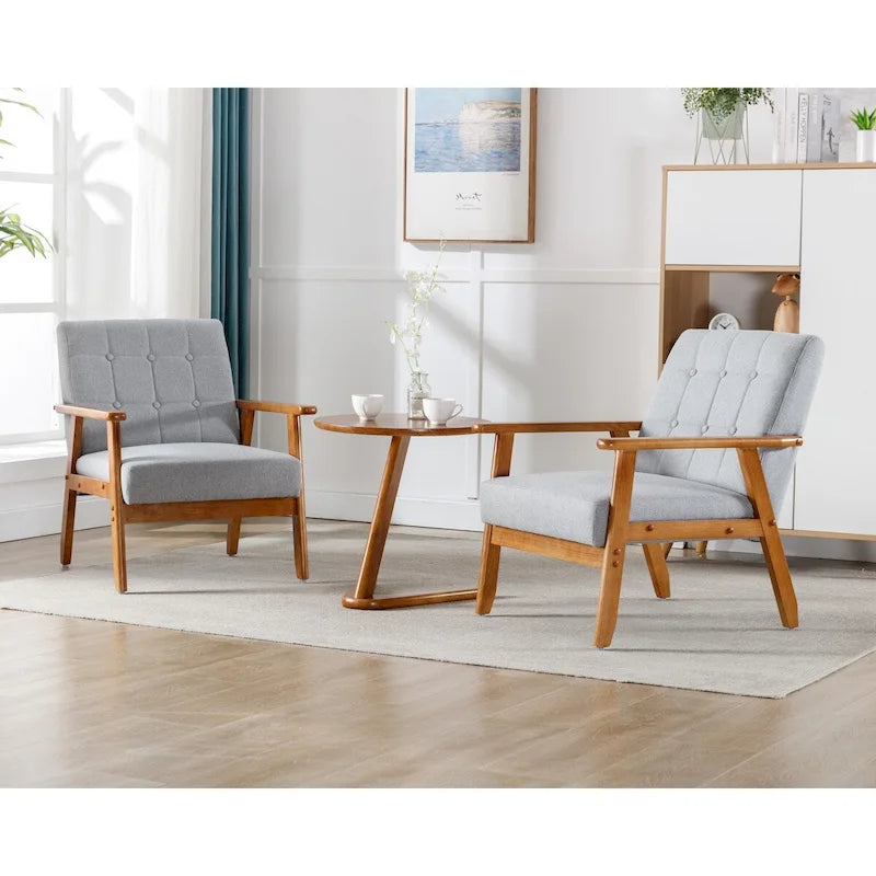 Ensemble de 2 fauteuils d'appoint avec table d'appoint et accoudoirs pour salon, chambre ou bureau - 78 cm (H) x 65 cm (L) x 71 cm (P)