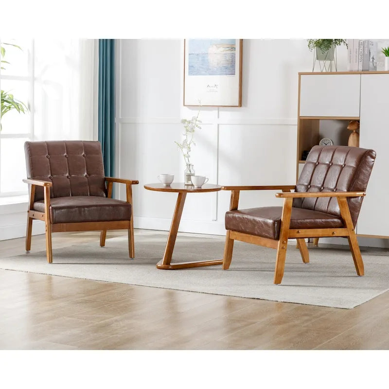 Ensemble de 2 fauteuils d'appoint avec table d'appoint et accoudoirs pour salon, chambre ou bureau - 78 cm (H) x 65 cm (L) x 71 cm (P)