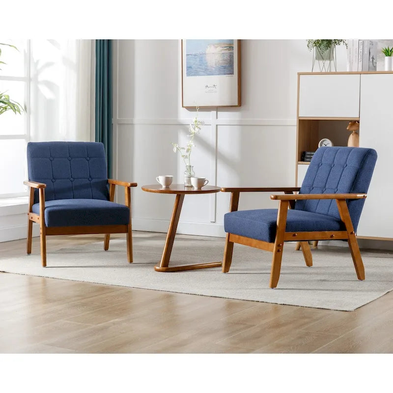Ensemble de 2 fauteuils d'appoint avec table d'appoint et accoudoirs pour salon, chambre ou bureau - 78 cm (H) x 65 cm (L) x 71 cm (P)