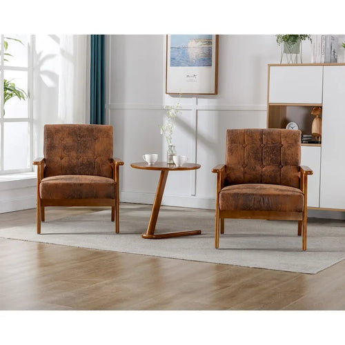 Ensemble de 2 fauteuils d'appoint avec table d'appoint et accoudoirs pour salon, chambre ou bureau - 78 cm (H) x 65 cm (L) x 71 cm (P)