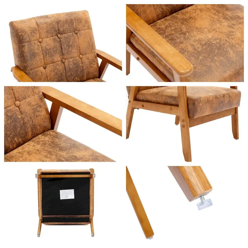 Ensemble de 2 fauteuils d'appoint avec table d'appoint et accoudoirs pour salon, chambre ou bureau - 78 cm (H) x 65 cm (L) x 71 cm (P)