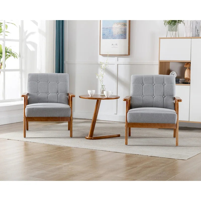 Ensemble de 2 fauteuils d'appoint avec table d'appoint et accoudoirs pour salon, chambre ou bureau - 78 cm (H) x 65 cm (L) x 71 cm (P)
