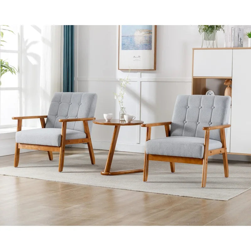 Ensemble de 2 fauteuils d'appoint avec table d'appoint et accoudoirs pour salon, chambre ou bureau - 78 cm (H) x 65 cm (L) x 71 cm (P)