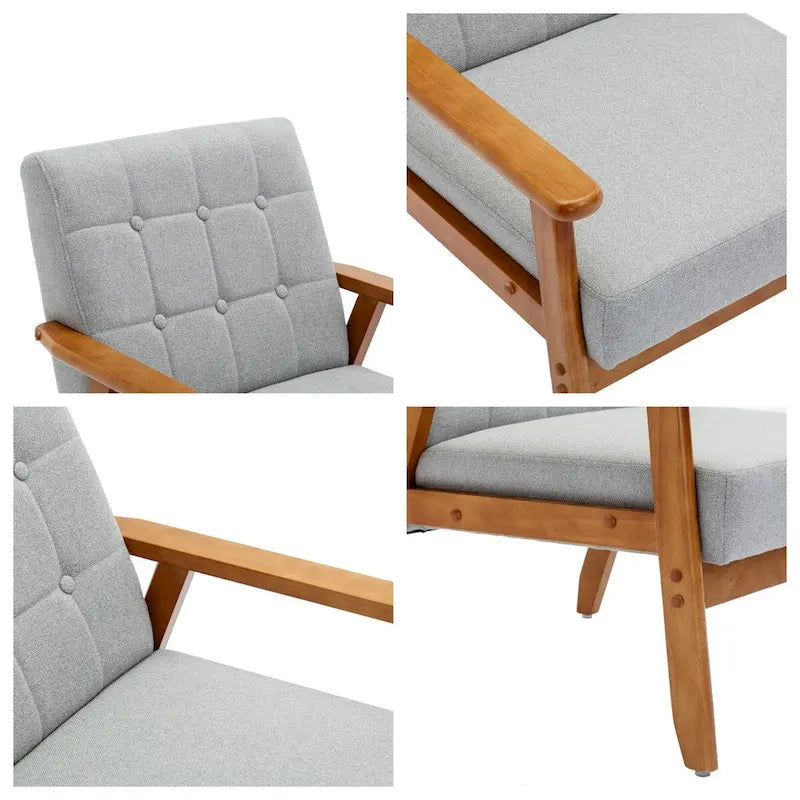 Ensemble de 2 fauteuils d'appoint avec table d'appoint et accoudoirs pour salon, chambre ou bureau - 78 cm (H) x 65 cm (L) x 71 cm (P)