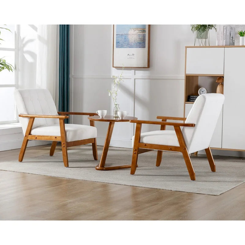 Ensemble de 2 fauteuils d'appoint avec table d'appoint et accoudoirs pour salon, chambre ou bureau - 78 cm (H) x 65 cm (L) x 71 cm (P)