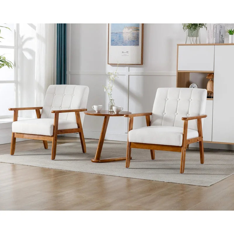 Ensemble de 2 fauteuils d'appoint avec table d'appoint et accoudoirs pour salon, chambre ou bureau - 78 cm (H) x 65 cm (L) x 71 cm (P)