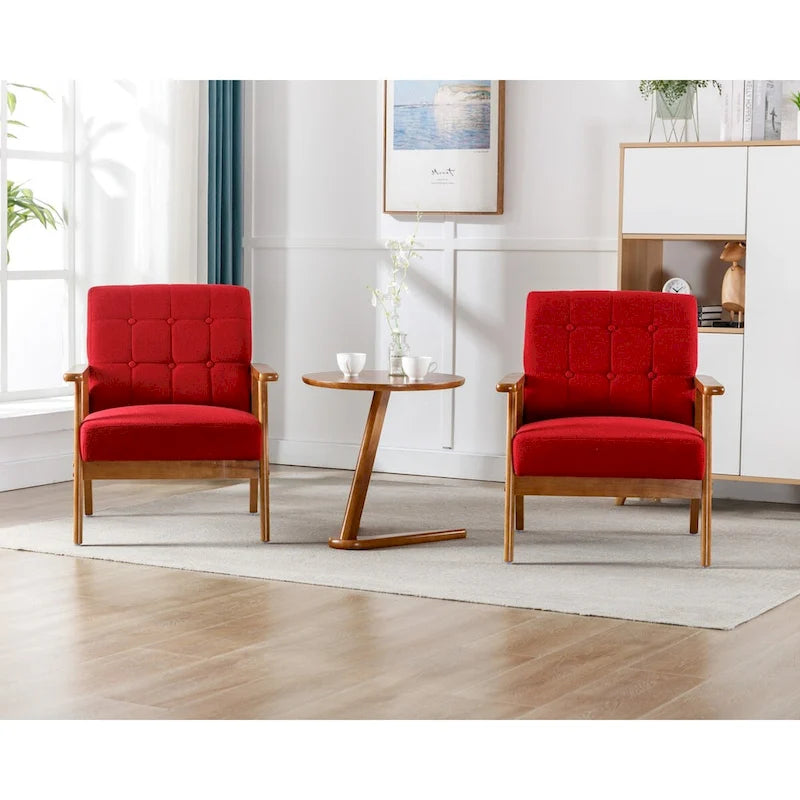 Ensemble de 2 fauteuils d'appoint avec table d'appoint et accoudoirs pour salon, chambre ou bureau - 78 cm (H) x 65 cm (L) x 71 cm (P)