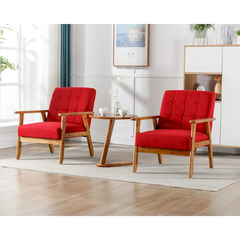 Ensemble de 2 fauteuils d'appoint avec table d'appoint et accoudoirs pour salon, chambre ou bureau - 78 cm (H) x 65 cm (L) x 71 cm (P)