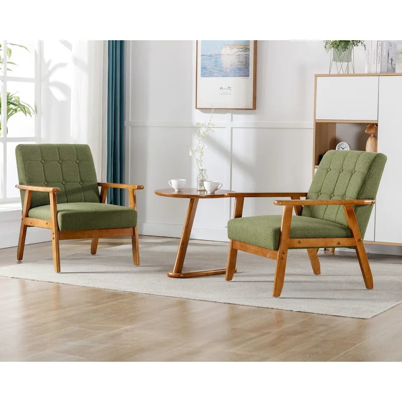 Ensemble de 2 fauteuils d'appoint avec table d'appoint et accoudoirs pour salon, chambre ou bureau - 78 cm (H) x 65 cm (L) x 71 cm (P)