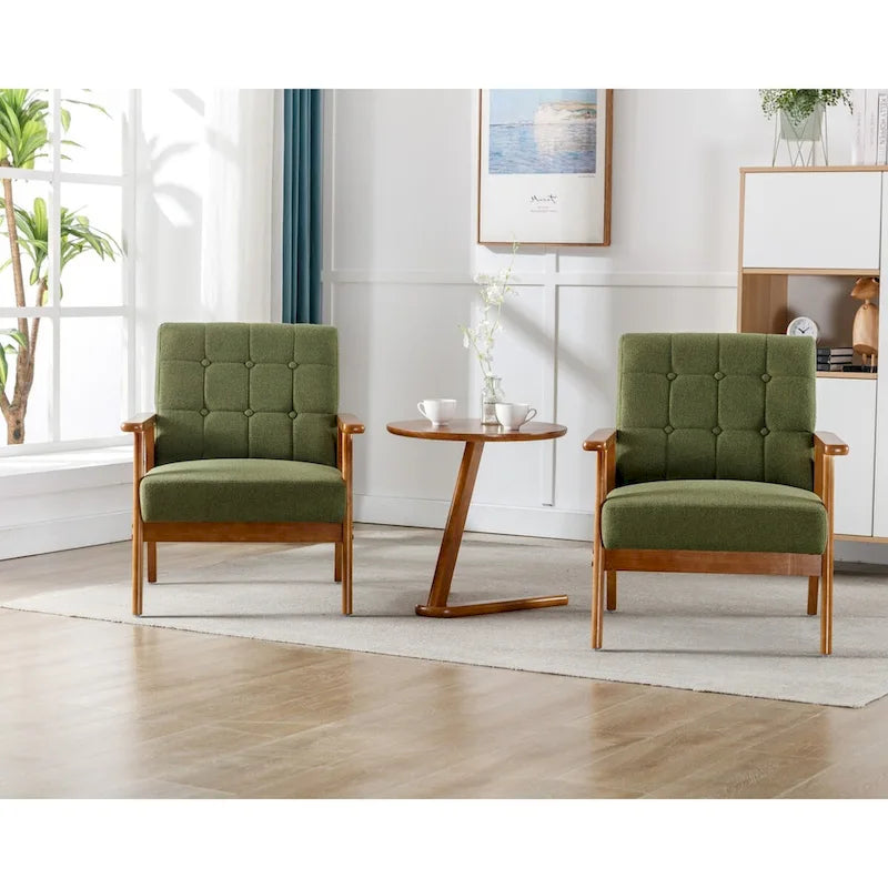 Ensemble de 2 fauteuils d'appoint avec table d'appoint et accoudoirs pour salon, chambre ou bureau - 78 cm (H) x 65 cm (L) x 71 cm (P)