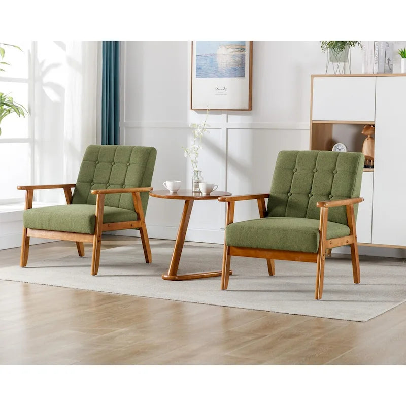Ensemble de 2 fauteuils d'appoint avec table d'appoint et accoudoirs pour salon, chambre ou bureau - 78 cm (H) x 65 cm (L) x 71 cm (P)