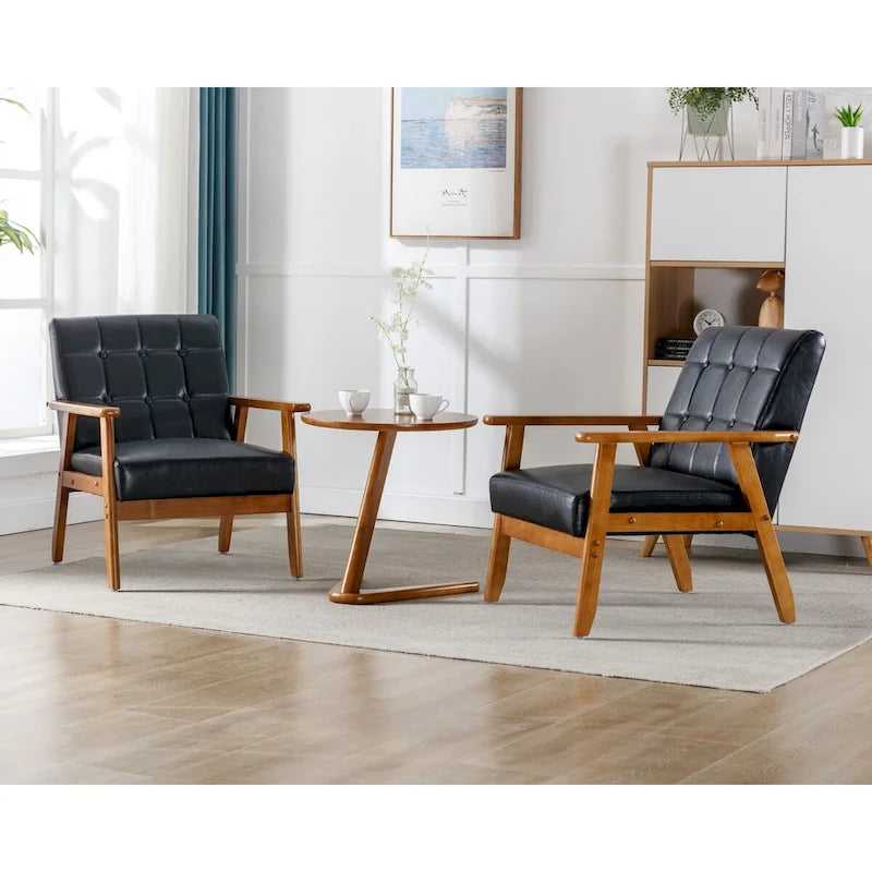 Ensemble de 2 fauteuils d'appoint avec table d'appoint et accoudoirs pour salon, chambre ou bureau - 78 cm (H) x 65 cm (L) x 71 cm (P)