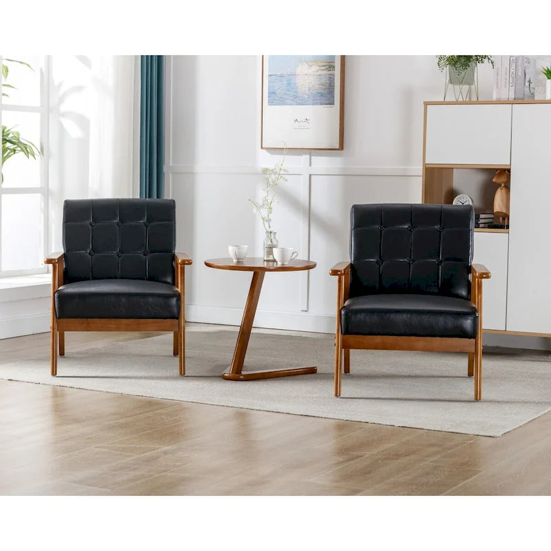 Ensemble de 2 fauteuils d'appoint avec table d'appoint et accoudoirs pour salon, chambre ou bureau - 78 cm (H) x 65 cm (L) x 71 cm (P)