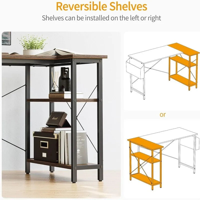 Bureau d'ordinateur en forme de L de 40 pouces