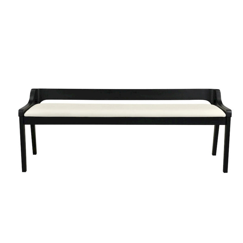 Banc de salle à manger Kee de 152 cm (60 pouces), structure en bois d'hévéa noir, dossier bas, assise rembourrée