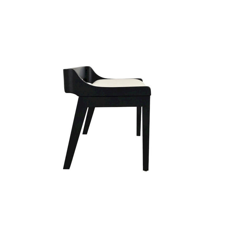 Banc de salle à manger Kee de 152 cm (60 pouces), structure en bois d'hévéa noir, dossier bas, assise rembourrée