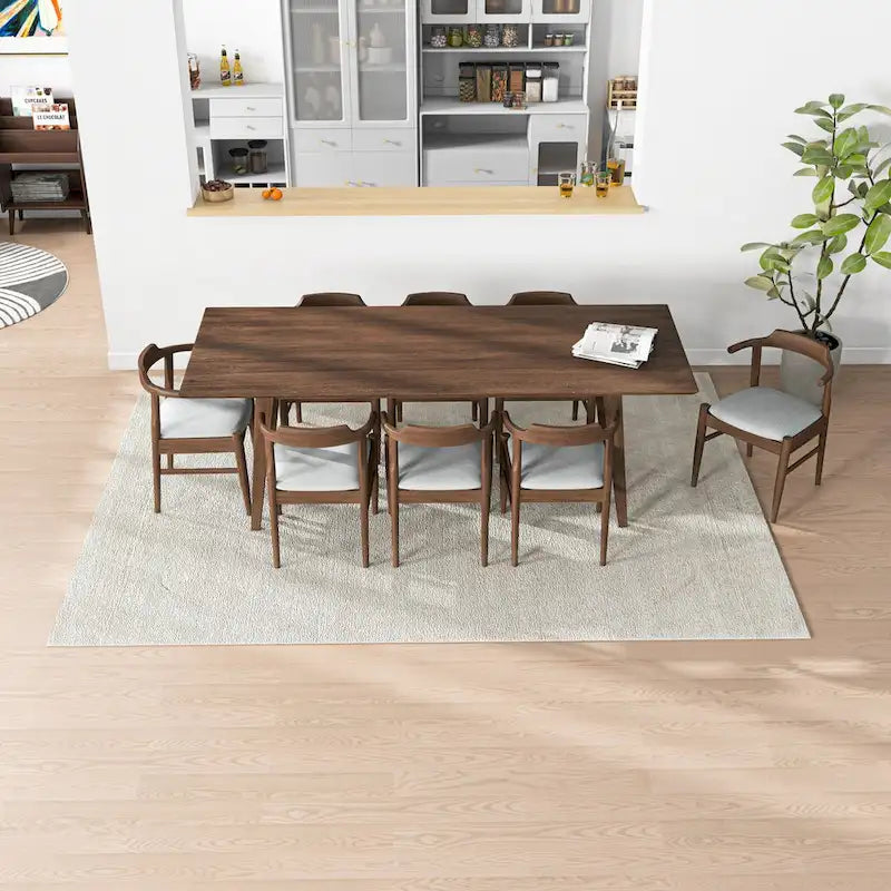 Ensemble de salle à manger confortable 9 pièces en bois massif Avondale, style moderne du milieu du siècle