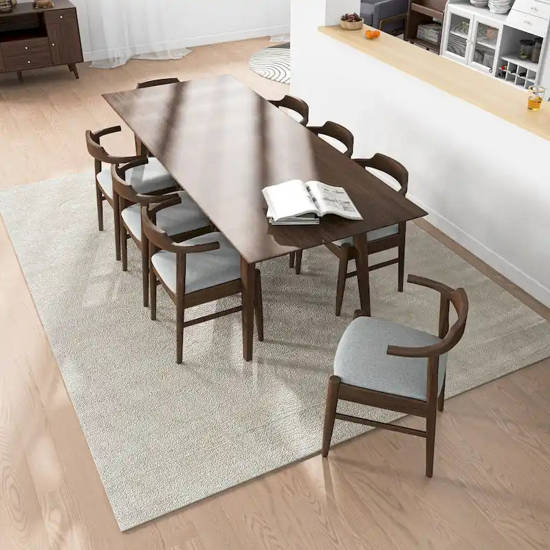 Ensemble de salle à manger confortable 9 pièces en bois massif Avondale, style moderne du milieu du siècle