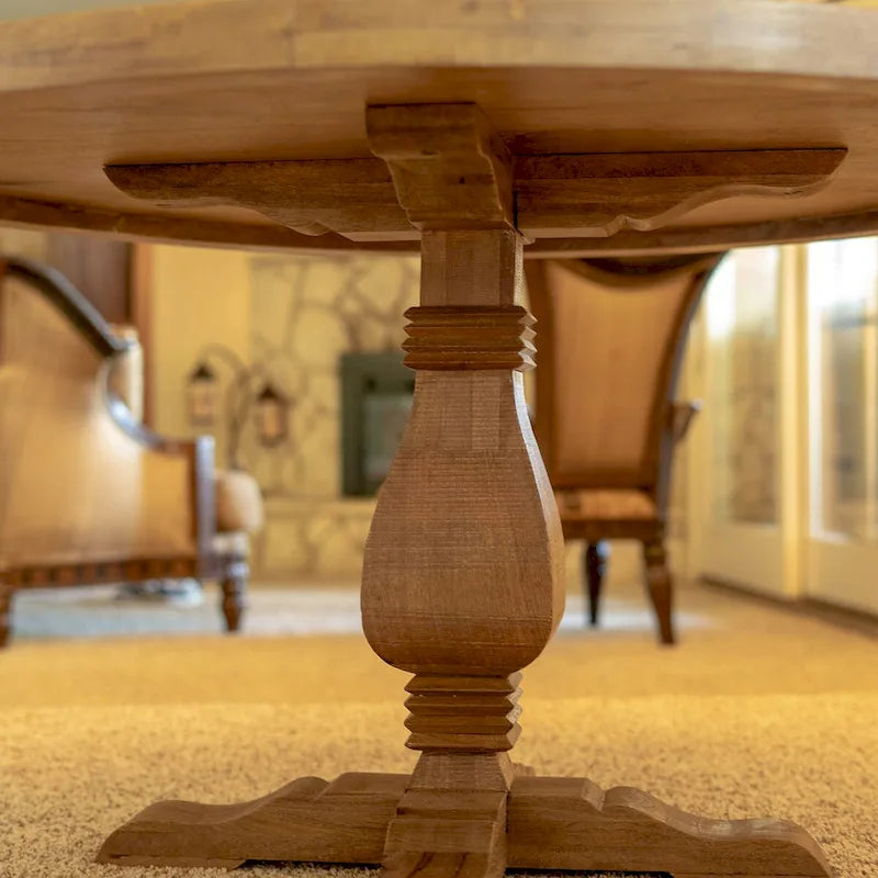 Table de salle à manger ronde de 54 pouces de large en bois naturel - 54 x 54 x 30 pouces