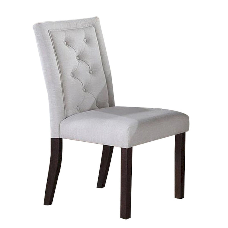 Chaise de salle à manger en bois de 66 cm (26 pouces) avec dossier rembourré capitonné, lot de 2, blanche