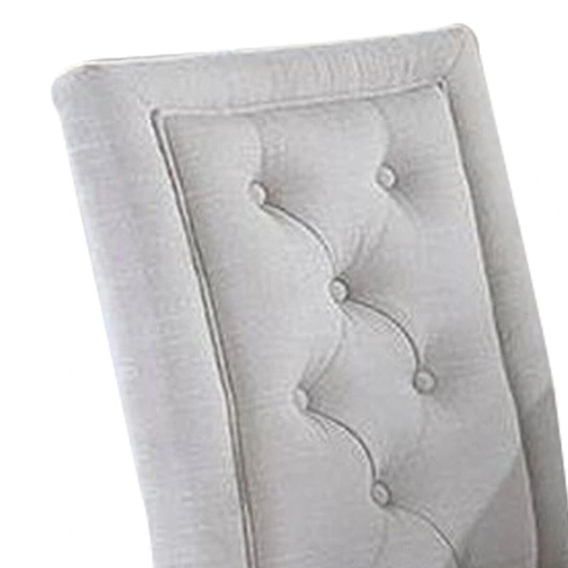 Chaise de salle à manger en bois de 66 cm (26 pouces) avec dossier rembourré capitonné, lot de 2, blanche