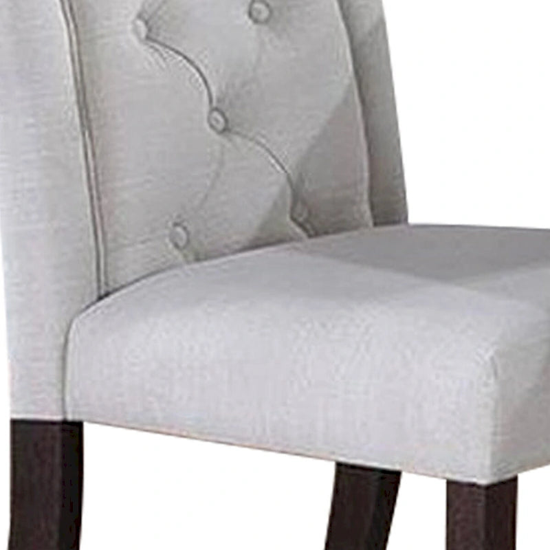 Chaise de salle à manger en bois de 66 cm (26 pouces) avec dossier rembourré capitonné, lot de 2, blanche