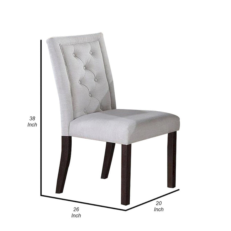Chaise de salle à manger en bois de 66 cm (26 pouces) avec dossier rembourré capitonné, lot de 2, blanche