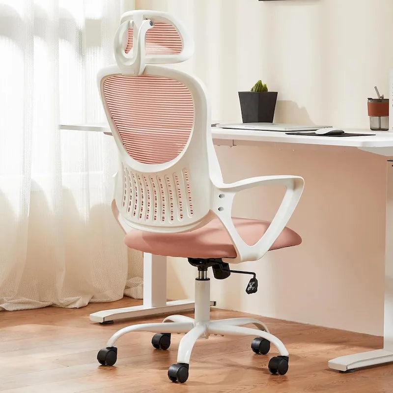 Chaise de bureau ergonomique, chaise de bureau à dossier haut avec appui-tête, chaise de bureau pivotante en maille pour ordinateur à domicile