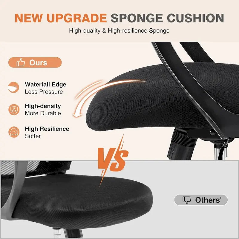 Chaise de bureau ergonomique, chaise de bureau à dossier haut avec appui-tête, chaise de bureau pivotante en maille pour ordinateur à domicile