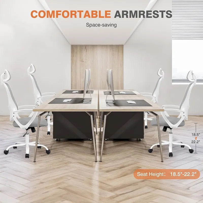 Chaise de bureau ergonomique, chaise de bureau à dossier haut avec appui-tête, chaise de bureau pivotante en maille pour ordinateur à domicile