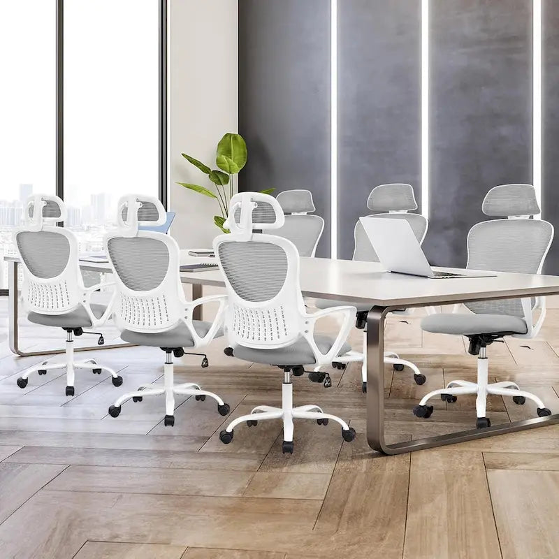 Chaise de bureau ergonomique, chaise de bureau à dossier haut avec appui-tête, chaise de bureau pivotante en maille pour ordinateur à domicile