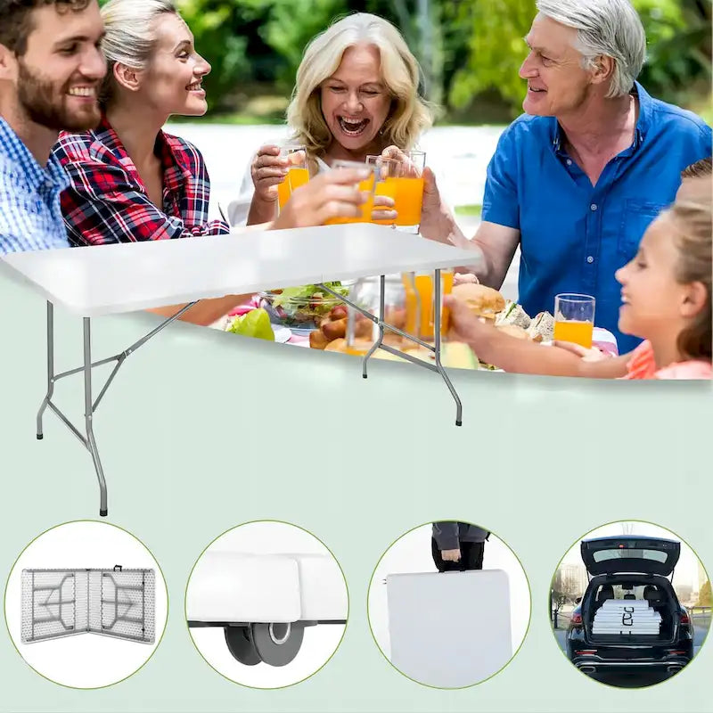 Table pliante rectangulaire en plastique blanc de 1,83 m (6 pi).