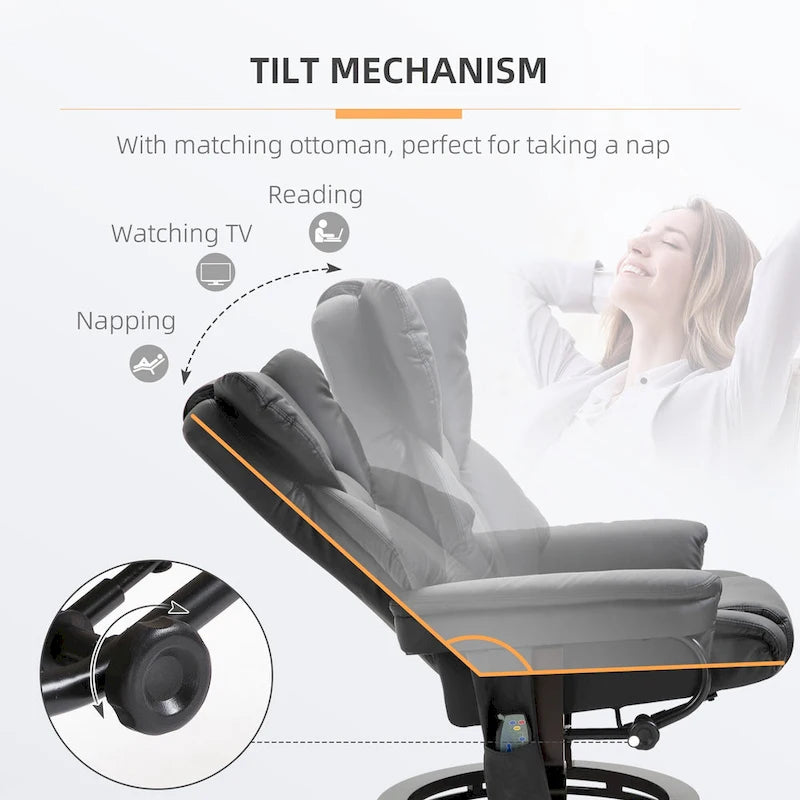 Fauteuil de massage inclinable HOMCOM avec repose-pieds ottoman
