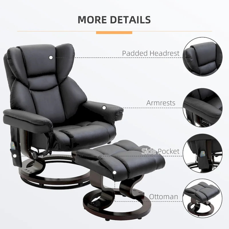 Fauteuil de massage inclinable HOMCOM avec repose-pieds ottoman